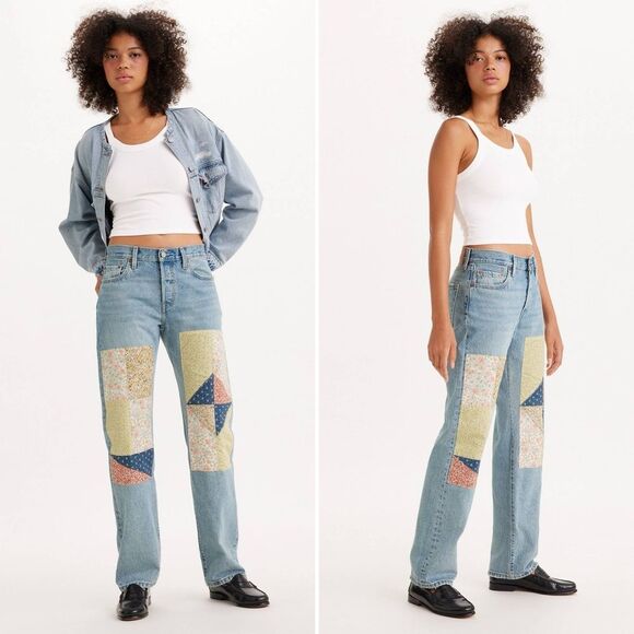 Levi’s 501 Blue 150th Anniversary Patchwork Jeans 27 - Picture 4 of 11